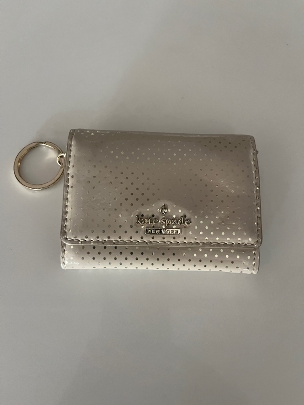 kate spade Metallic Champagne Polka Dot Key Pouch
